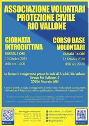 Corsi di Introduzione e Formazione Base per Operatori Volontari di Protezione Civile - AVPC Rio Vallone